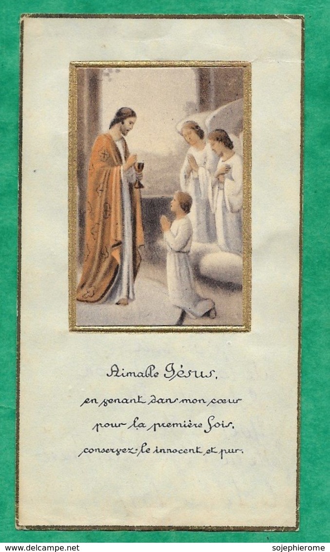 Forest-en-Cambrésis (59) Yvonne Douez Communion Solennelle 2scans 18-05-1947 12 X 6,6 Cm - Images Religieuses