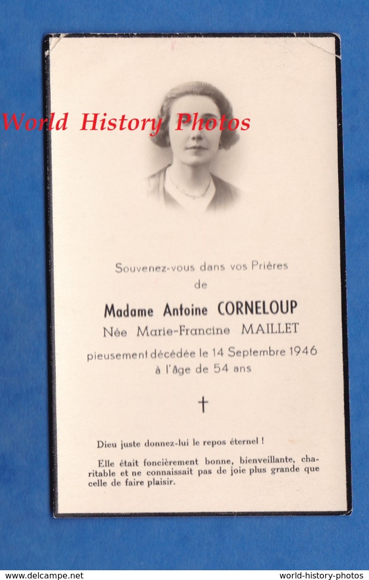 Faire Part De Décés - LA CLAYETTE Ou Environs - Marie Francine MAILLET épouse D' Antoine CORNELOUP Décédée En 1946 - Décès