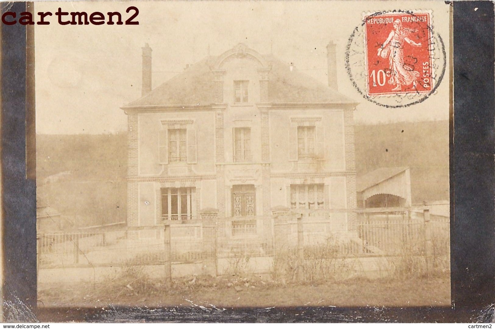 CARTE PHOTO : BRAY-ET-LU VILLA MANOIR A IDENTIFIER FAMILLE CROS 95 - Bray-et-Lû