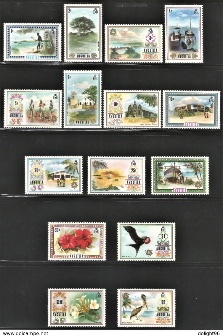 1972 Anguilla Definitives: Birds, Flowers, Buildings, Ships, Landscapes Set (** / MNH / UMM) - San Cristóbal Y Nieves - Anguilla (...-1980)