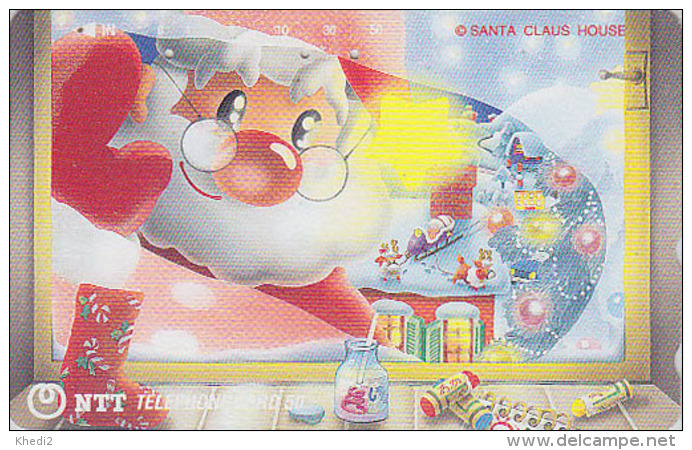 Télécarte JAPON / NTT 111-048 B - PERE NOEL Renne Traineau - CHRISTMAS SANTA CLAUS JAPAN Phonecard - 375 - Noel