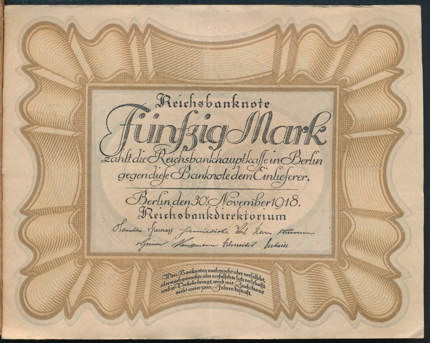 °°° GERMANY REICHSBANKNOTE - 50 FUNFZIG MARK 1918 °°° - 50 Mark