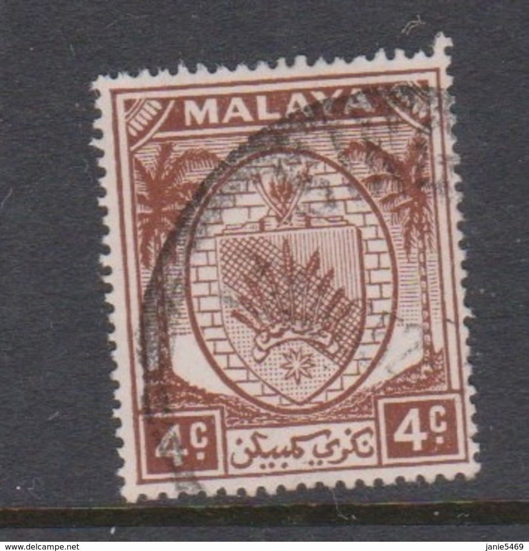 Malaya-Negri Sembilan Scott 41 1949 Arms 4c Chocolate,used - Negri Sembilan