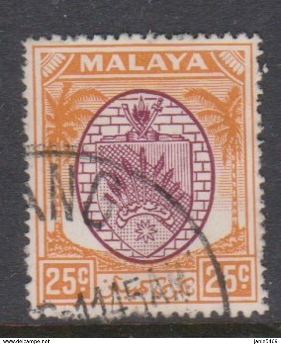 Malaya-Negri Sembilan Scott 51 1949 Arms 25c Orange And Roselilac,used - Negri Sembilan