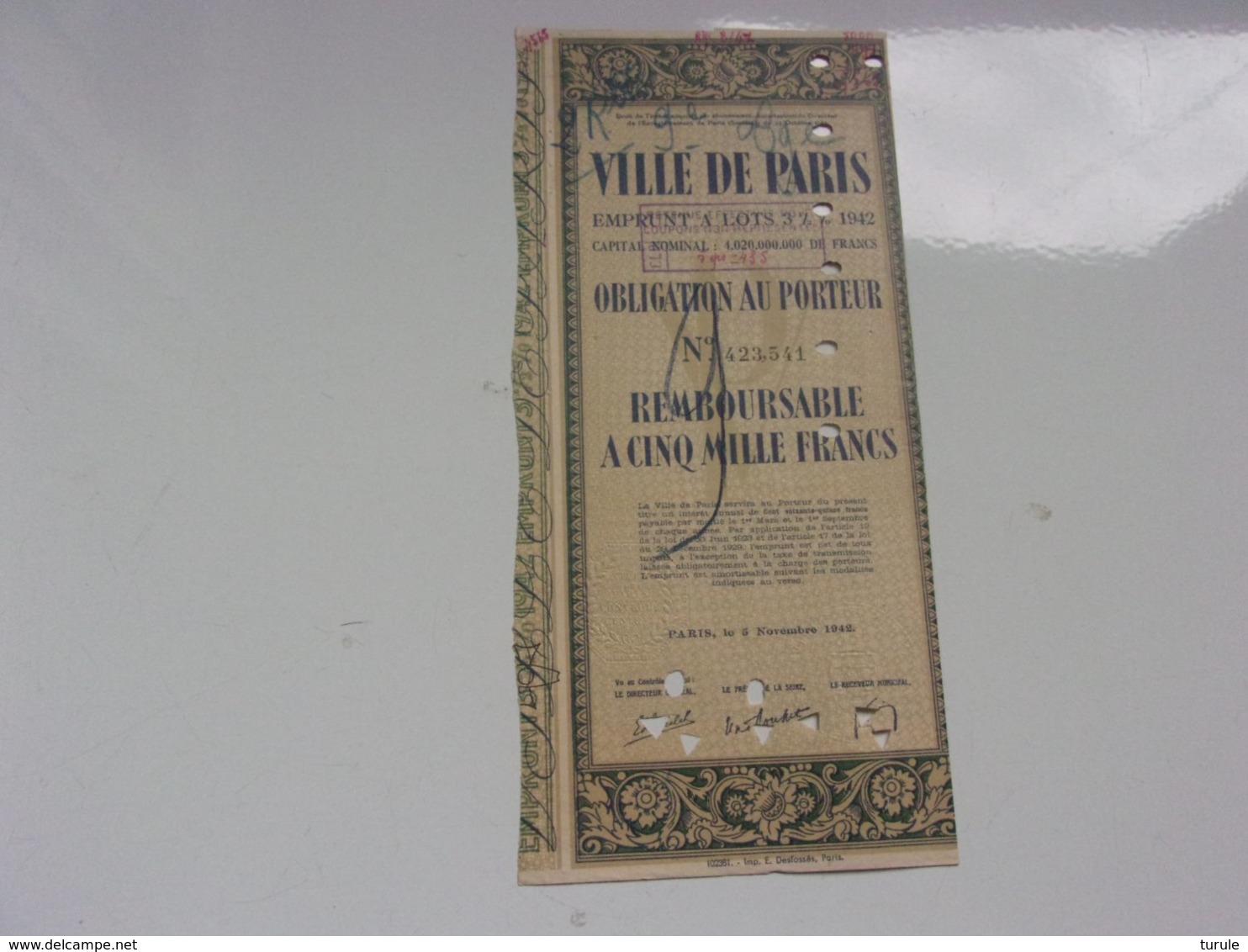 VILLE DE PARIS (1942) - Autres & Non Classés