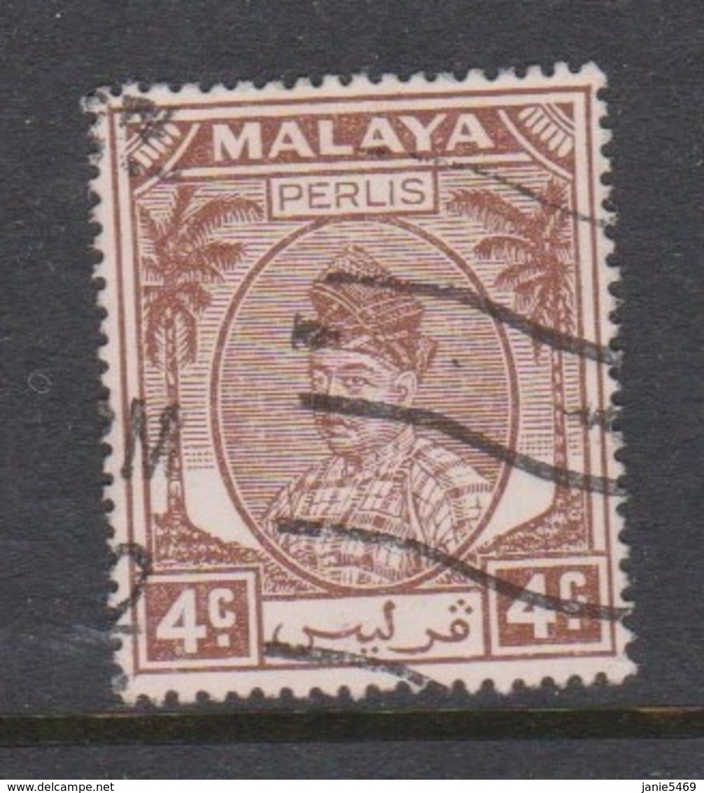 Malaya-Perlis Scott 10 1951 Raja Syed Putra 4c Chocolate,used - Perlis