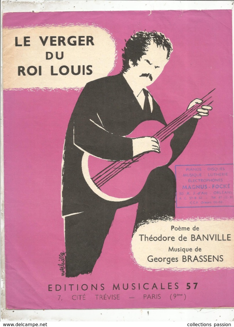 Partition Musicale Ancienne , GEORGES BRASSENS , LE VERGER DU ROI LOUIS , Frais Fr 1.85e - Partitions Musicales Anciennes