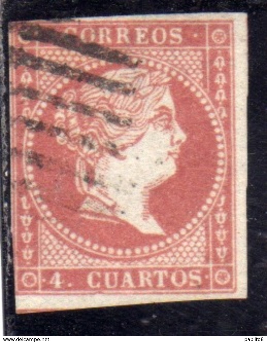 SPAIN ESPAÑA SPAGNA 1855 QUEEN ISABELLA II REGINA CENT. 4c USED USATO OBLITERE' - Usati