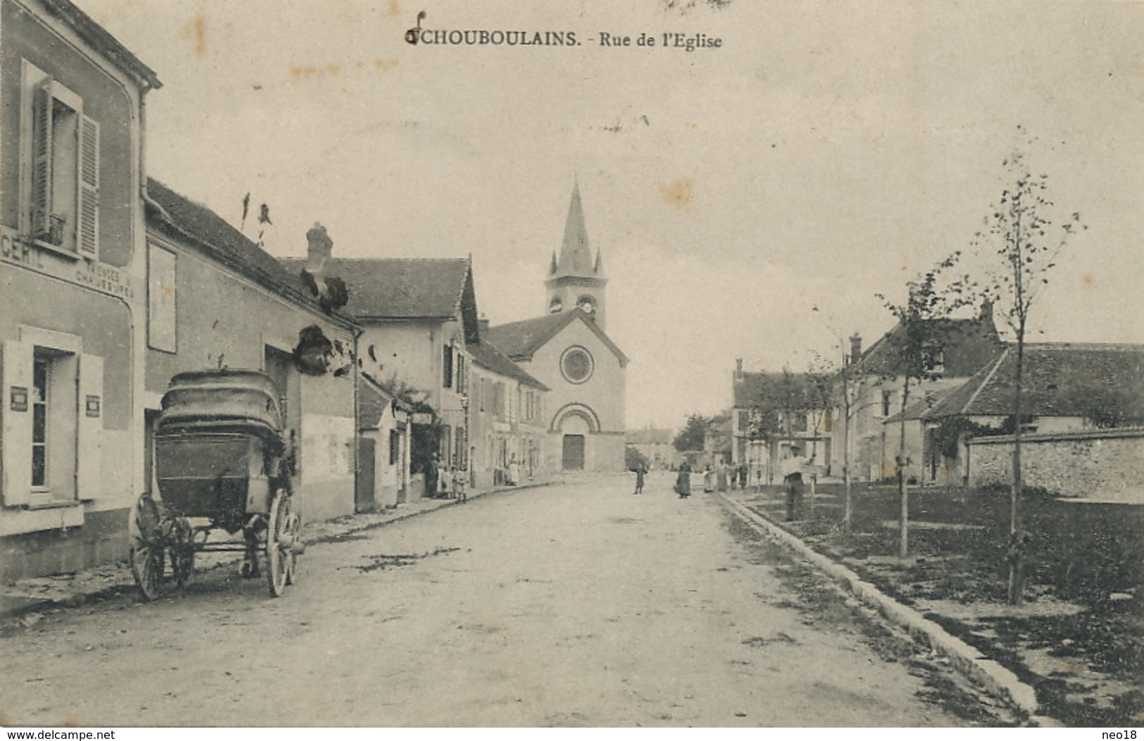 Echouboulains Rue De L' Eglise  Atteliage Fiacre Envoi Charbonnaud Instituteur St Palais Par St Sauvier Allier - Perthes