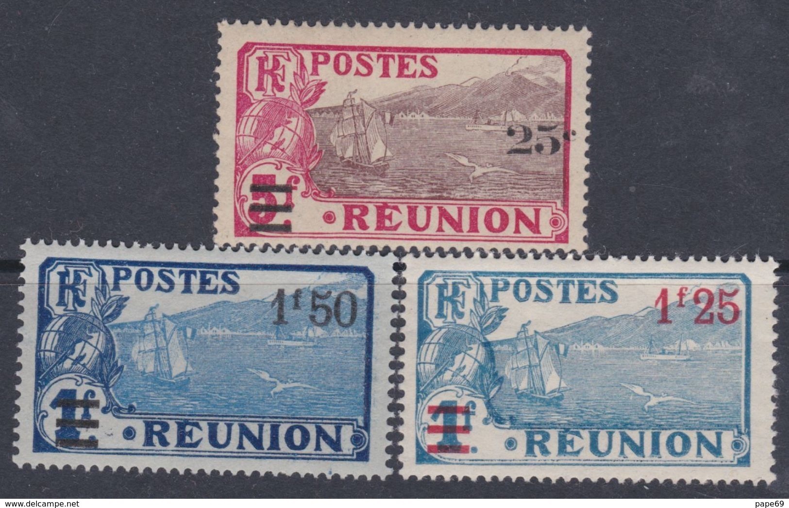 Réunion N° 103 / 05 X Partie De Série : Les 3 Valeurs Surchargées Trace De Charnière Sinon TB - Unused Stamps