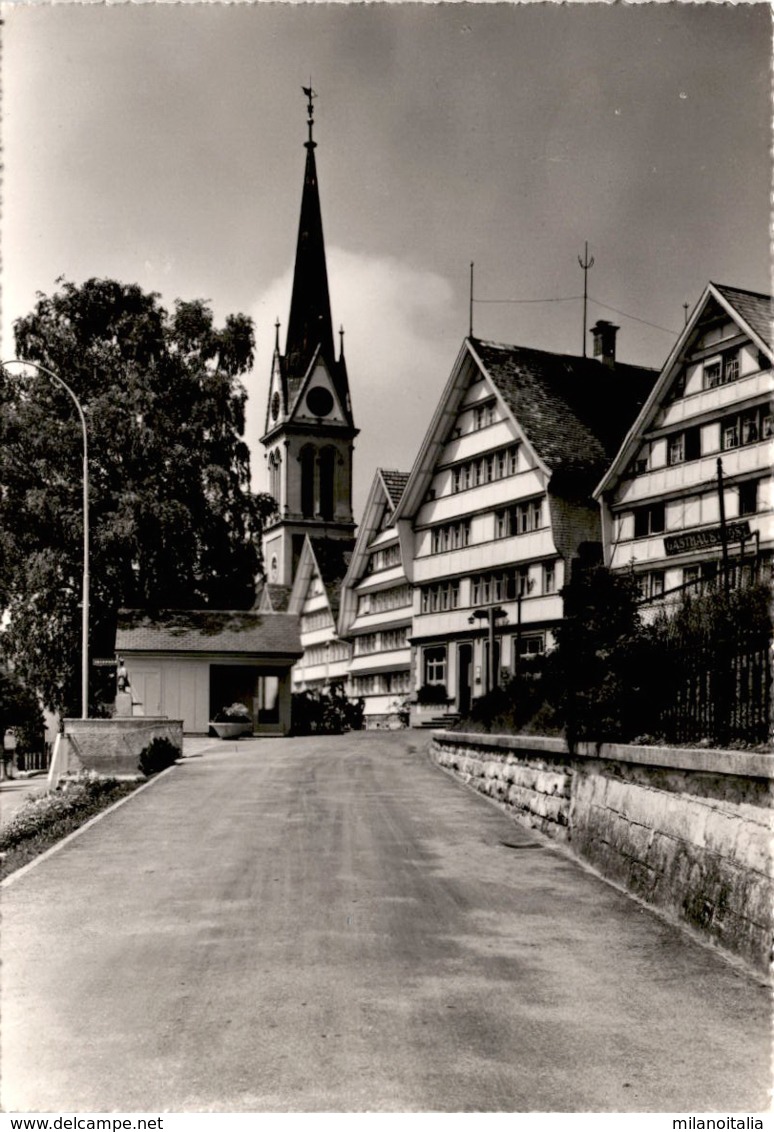 Rehetobel AR - Dorfplatz Mit Kirche (115) * 26. 7. 1961 - Rehetobel