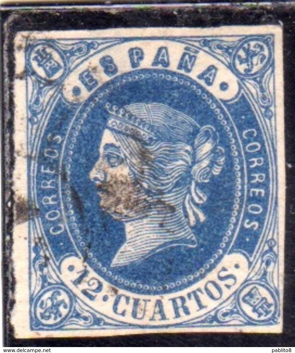 SPAIN ESPAÑA SPAGNA 1862 QUEEN ISABELLA II REGINA CENT. 12c USED USATO OBLITERE' - Usati