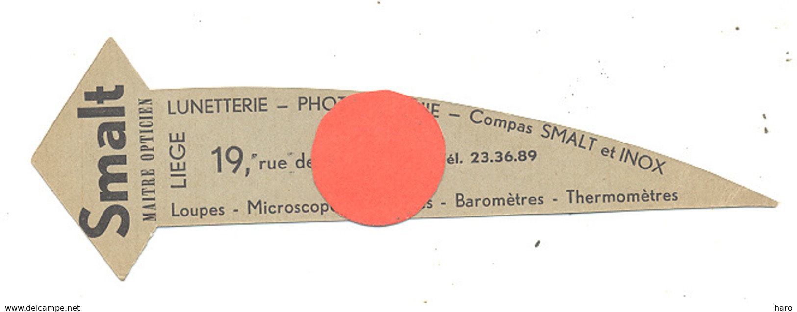 Marque-pages Publicitaire  " Librairie BELLENS " + " SMALT " Opticien à Liège (b260) - Marque-Pages