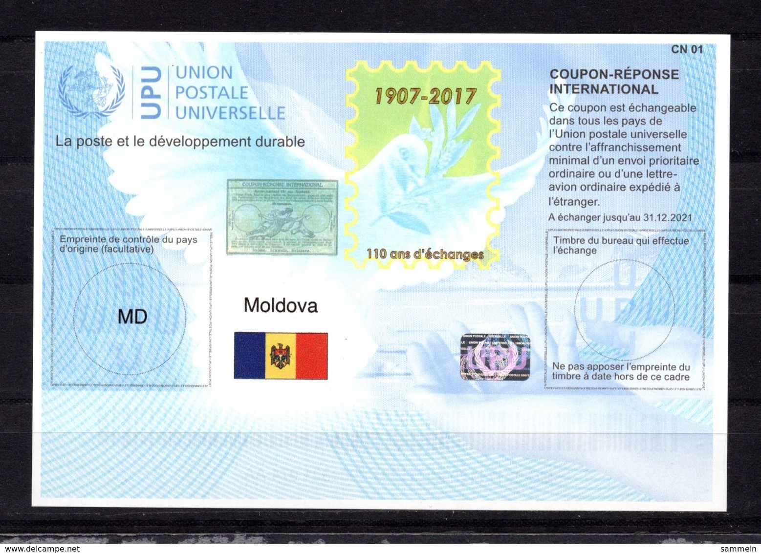 9500 IRC IAS CRI - International Reply Coupon - Antwortschein T43 Moldawien, Moldova, MD 20171120 AA - Moldawien (Moldau)