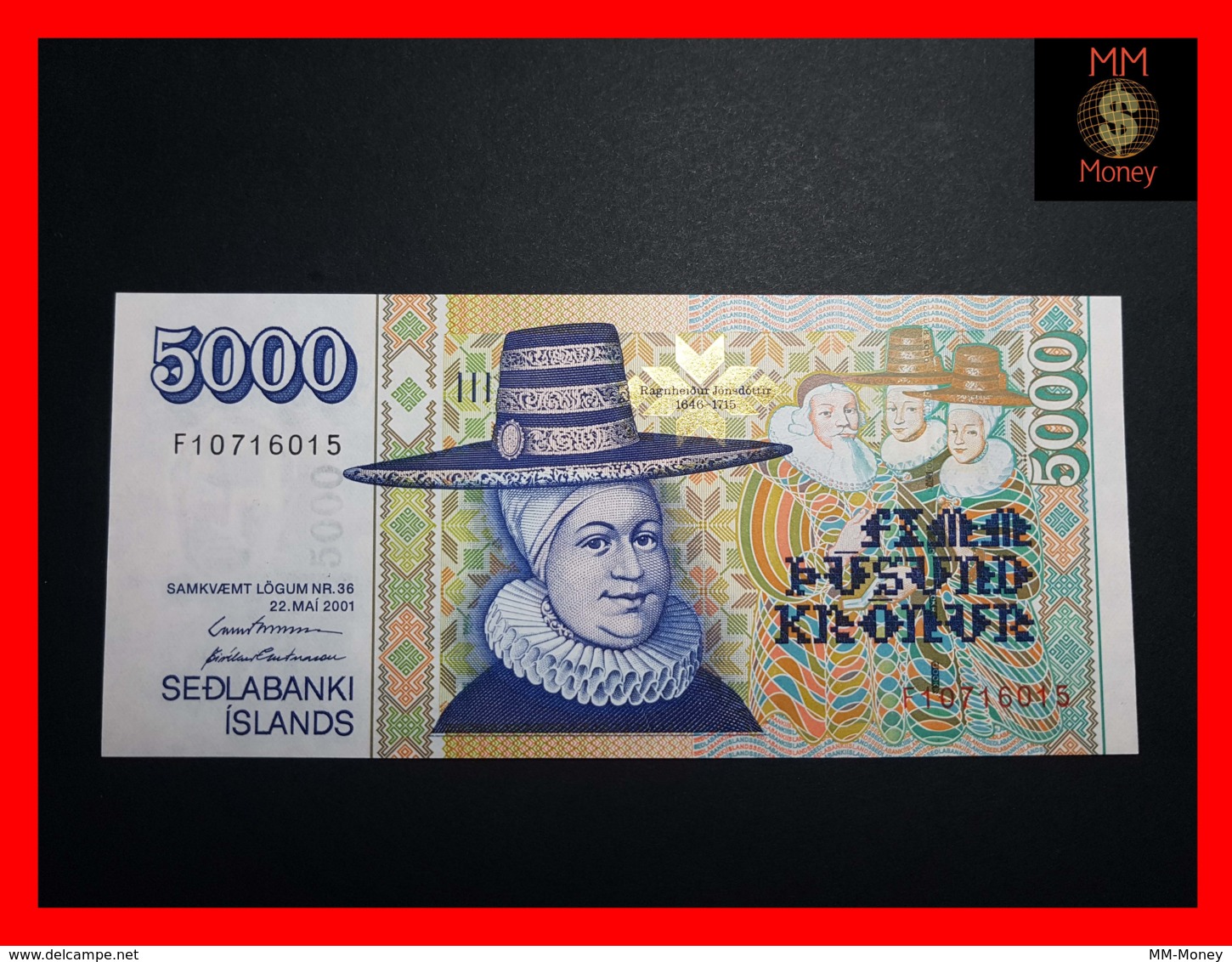 ICELAND 5.000 5000 Kronur  L. 22.05.2001  P. 60 UNC - Islanda