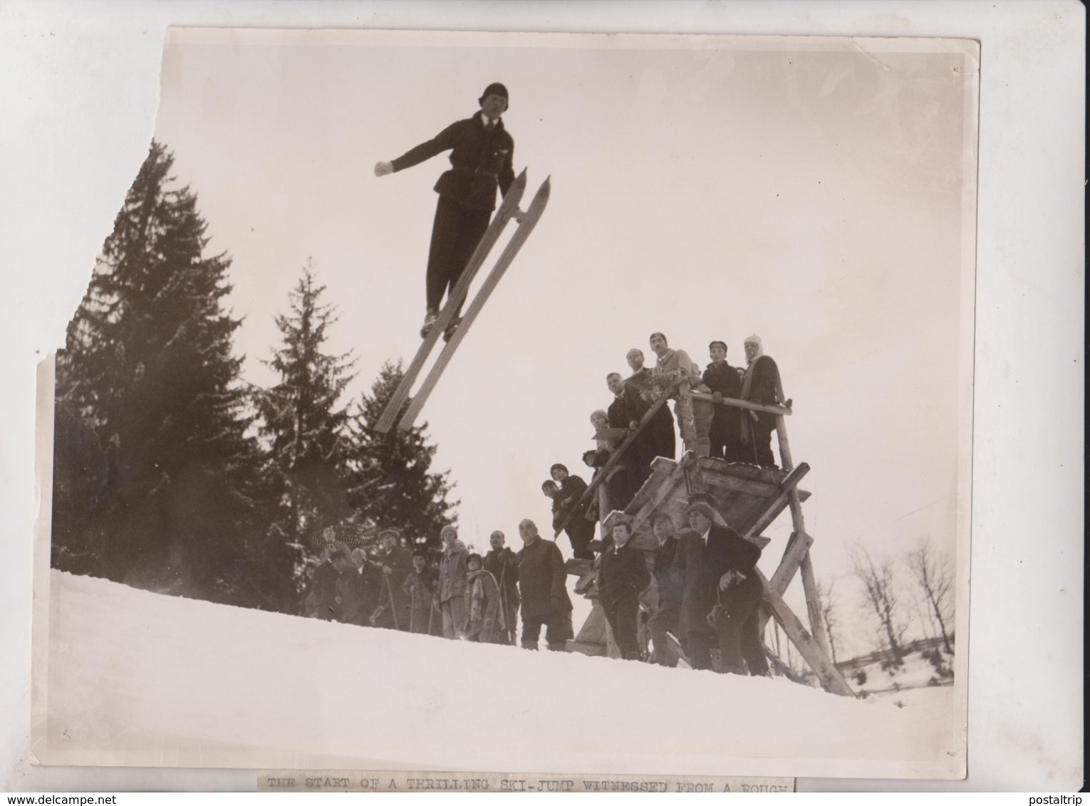 MISSING CORNER ENGELBERG  Ski Jump  GRANDSTAND   SWITZERLAND SWISS WINTER SPORTS 25*20CM Fonds Victor FORBIN 1864-1947 - Deportes