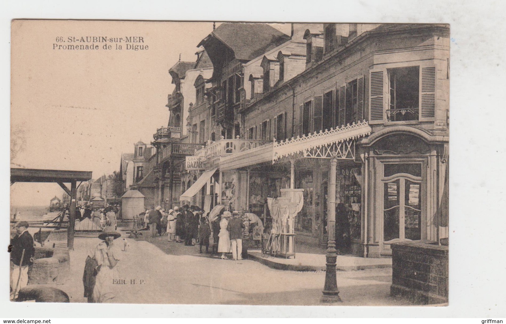 SAINT AUBIN SUR MER PROMENADE DE LA DIGUE 1920 TBE - Saint Aubin