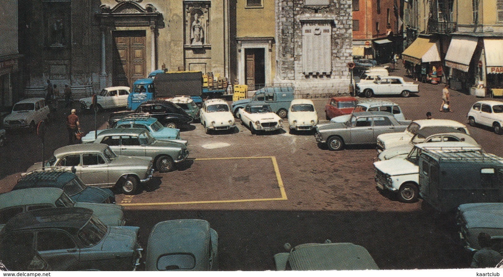 Nice: SIMCA ARONDE, MONTLHERY, RENAULT 4,DAUPHINE, FIAT 1200 CABRIO, PEUGEOT 404, CITROËN 2CV AK - Cathédrale Réparate - Turismo