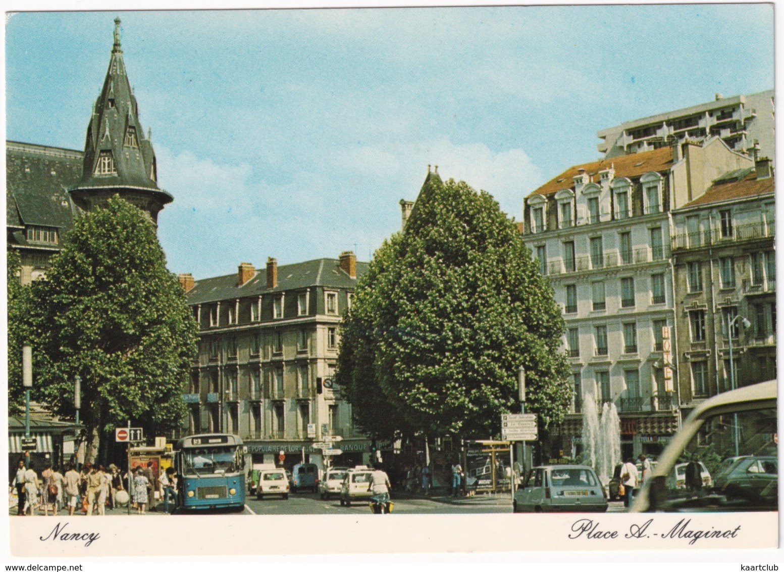 Nancy: SAVIEM SC10 AUTOBUS, ARRET DE BUS, RENAULT 5, 6 - 'Banque Populaire De Lorraine' - Passenger Cars