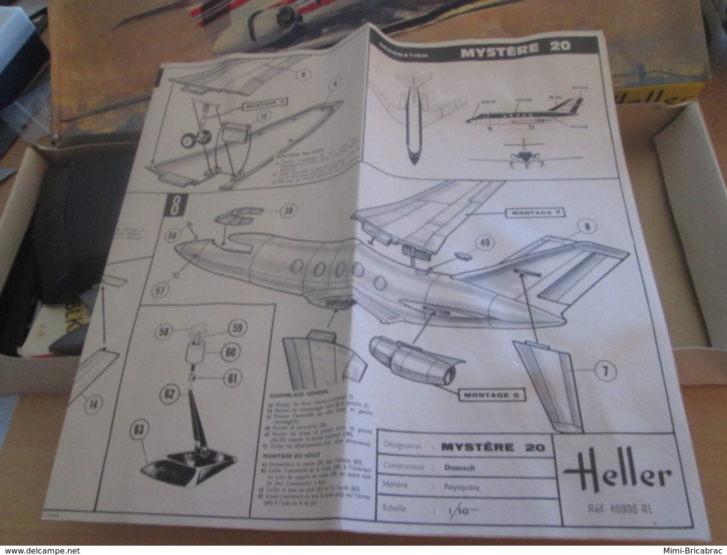 Maquette Plastique HELLER Boite Très Ancienne MYSTERE 20 1/50e Je Pense Que C'est Complet - Avions