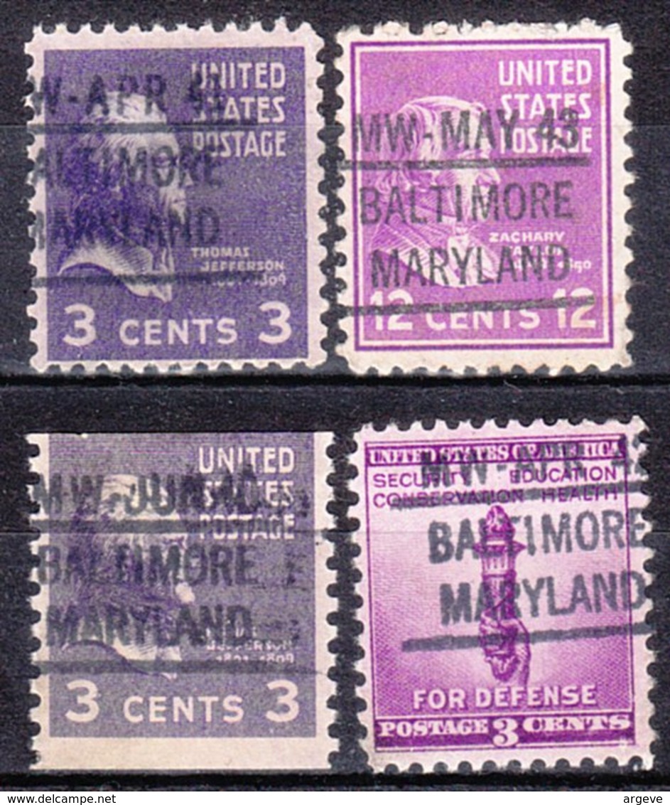 USA Precancel Vorausentwertung Preo, Locals Maryland, Baltimore L-37 IHS, 4 Diff. - Vorausentwertungen