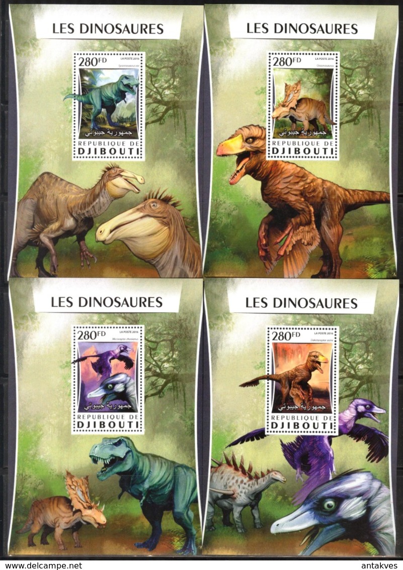 D{025} DJIBOUTI 2016 DINOSAURS SET OF 4 S/S DELUXE MNH** - Gibuti (1977-...)