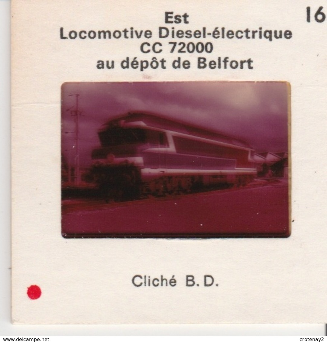 Photo Diapo Diapositive Train Wagon Locomotive SNCF Diesel Electrique CC 72022 Au Dépôt De Belfort VOIR ZOOM - Diapositives