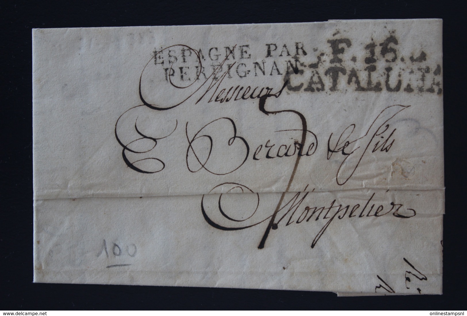 Letter Figueres F. 16.  CATALUÑA , Espagne Par Perpignan  To Montpellier 1826 - ...-1850 Prephilately