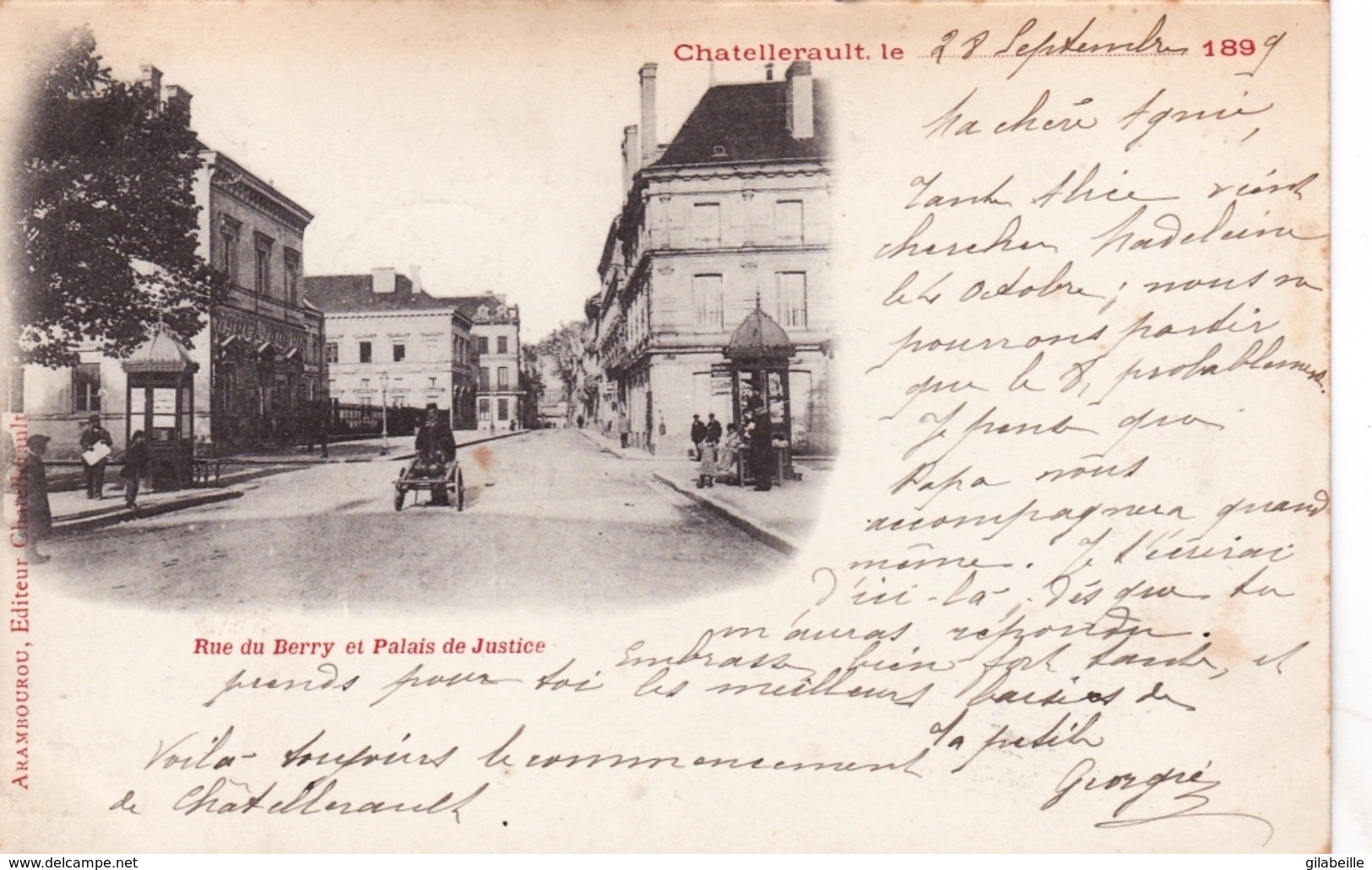 86 - Vienne - CHATELLERAULT - Rue Du Berry Et Palais De Justice - Carte Precurseur 1899 - Chatellerault