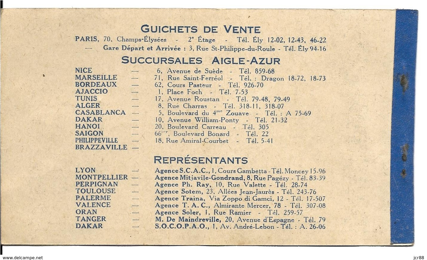 Billet De Passage - Aigle Azur - Transports Aériens - Paris Saigon - Altri & Non Classificati