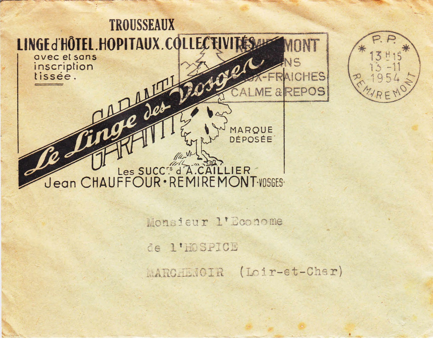 FRANCE - 1954 - Lettre Commerciale En Port Payé - PP - Lingedes Vosges - Covers & Documents