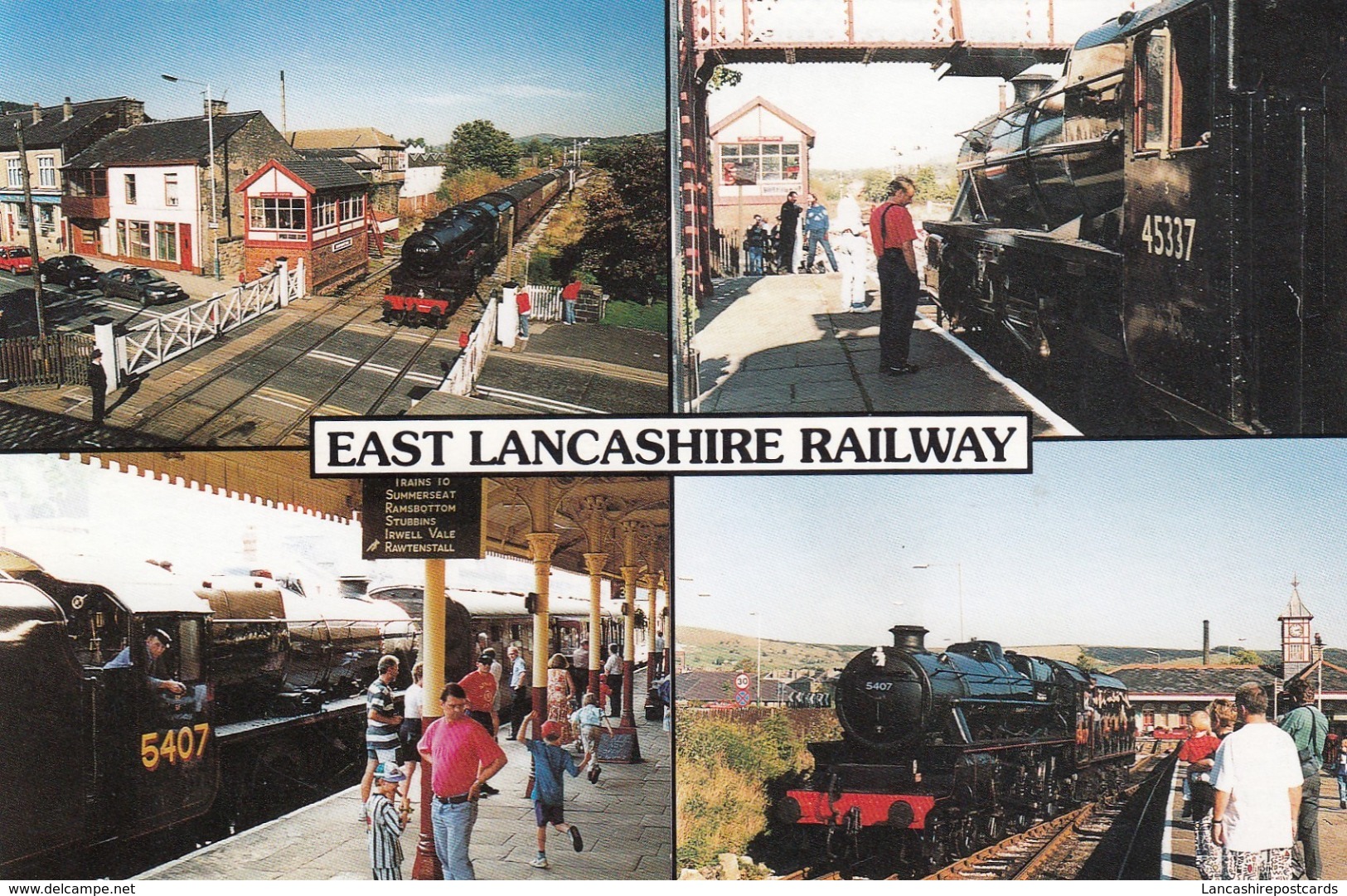 Postcard East Lancashire Railway LMS Steam Train At Bury Ramsbottom & Rawtenstall My Ref  B23722 - Stations With Trains