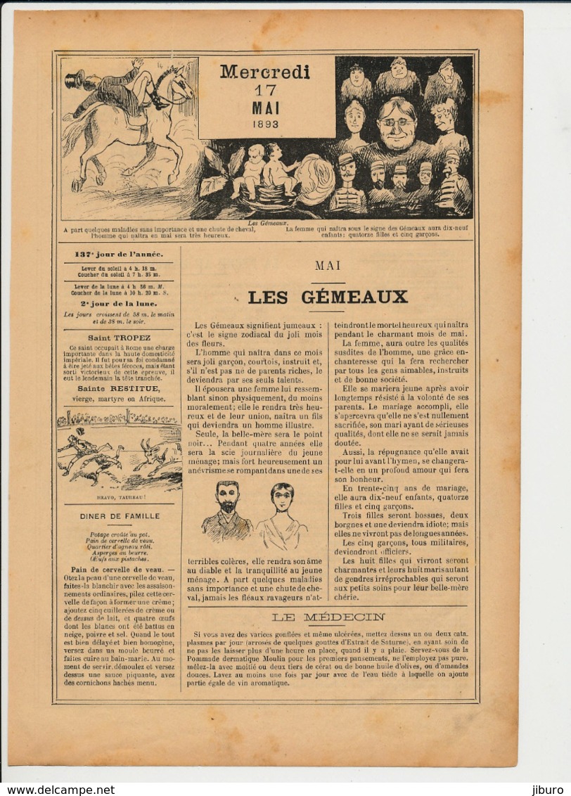 2 Scans Presse 1893 Zodiaque Gémeaux + Pêche Au Marteau à Orléansville  226CH11 - Sin Clasificación