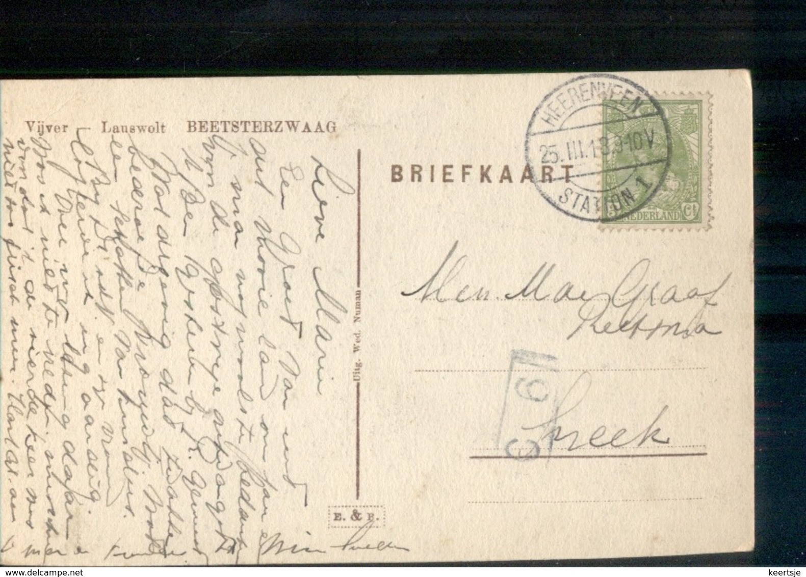 Heerenveen Station 1 - Langebalk - 1918 - Poststempel