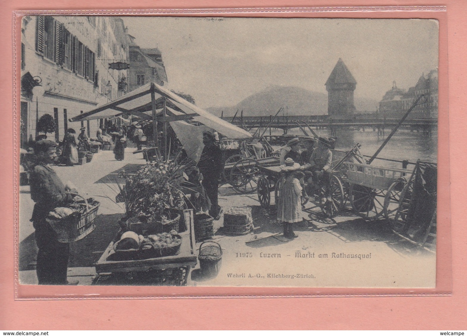 OUDE POSTKAART  SCHWEIZ - SUISSE -     LUZERN - MARKT - Lucerne