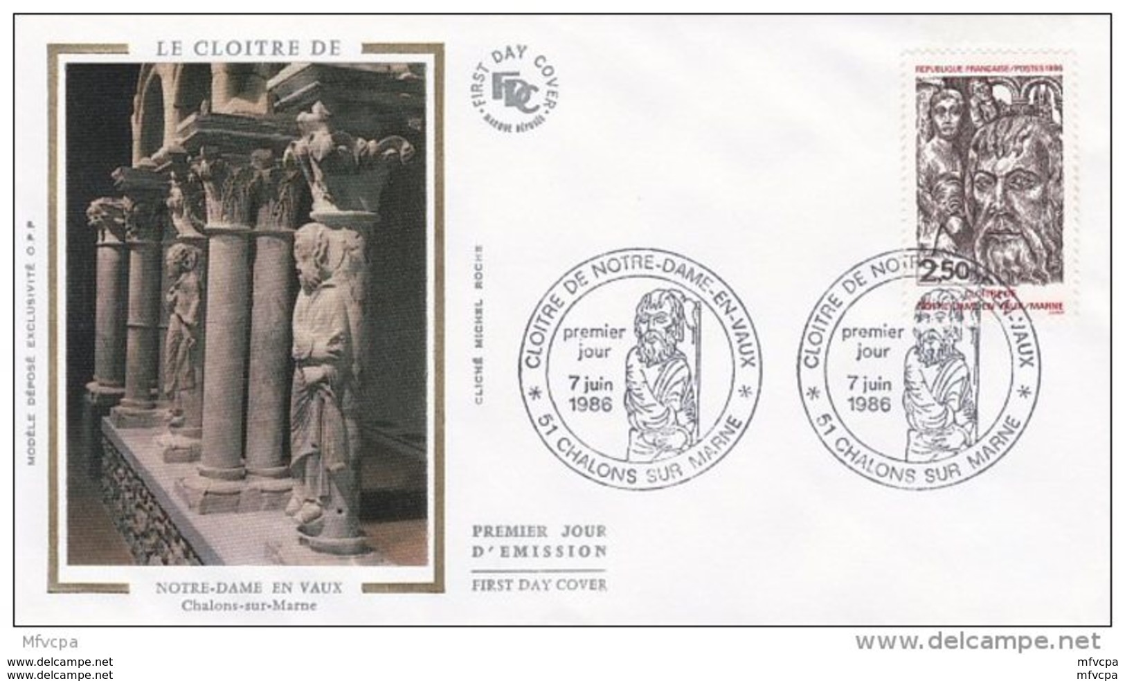 L4R118 FRANCE 1986 FDC Cloitre Notre Dame  En Vaux 2,50f Chalons Sur Marne 07 06 1986/envel.  Illus. - 1980-1989