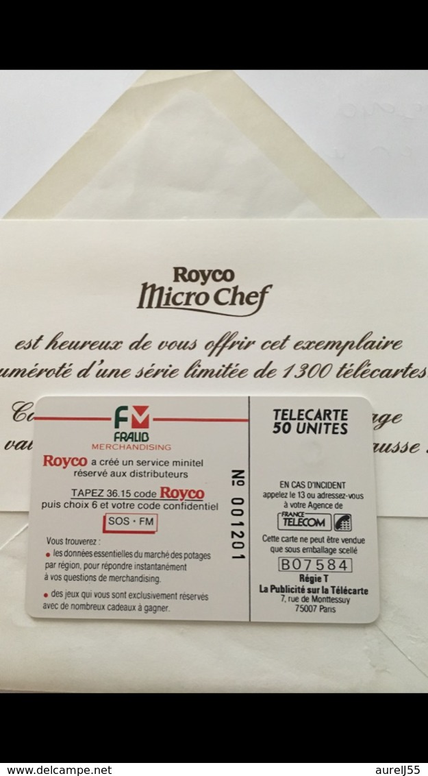 Télécarte NUMÉROTÉ - Royco Micro Chef - 1300 Ex. - N’1201 - Avec Certificat - Lebensmittel