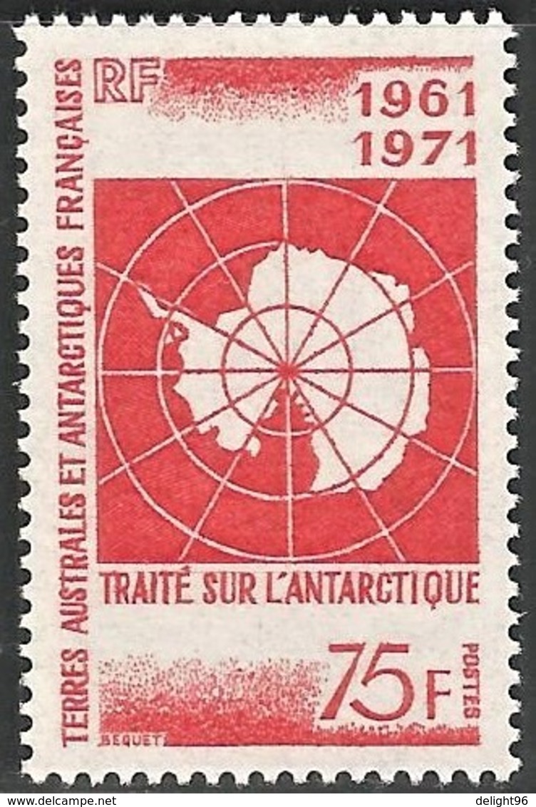 1971 FSAT/TAAF 10th Anniversary Of The Antarctic Treaty Stamp (** / MNH / UMM) - Traité Sur L'Antarctique