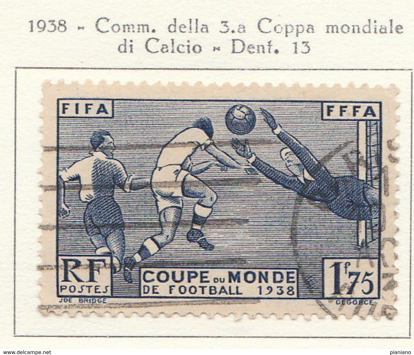 PIA - FRA - 1938 : 3° Coppa Del Mondo Di Calcio  - (Yv 396) - 1938 – Francia