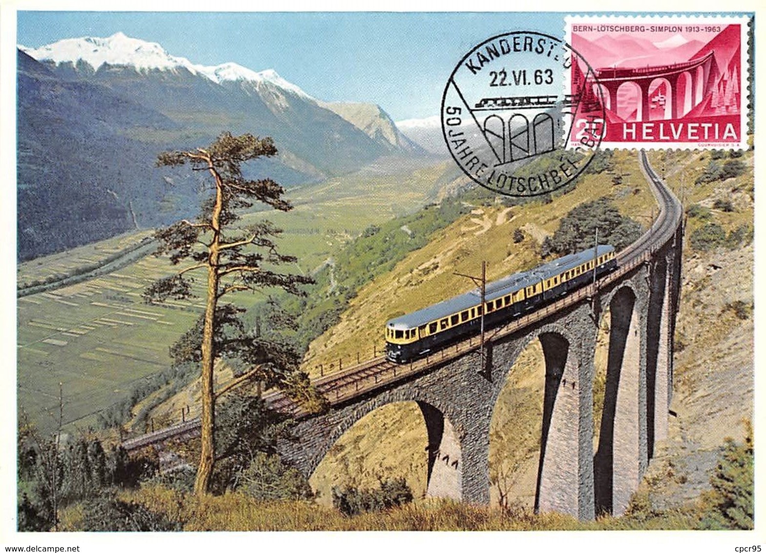 1963 .carte Maximum .suisse .102842 .bern Lotschberg Simplon .cachet Bern . - Maximum Cards