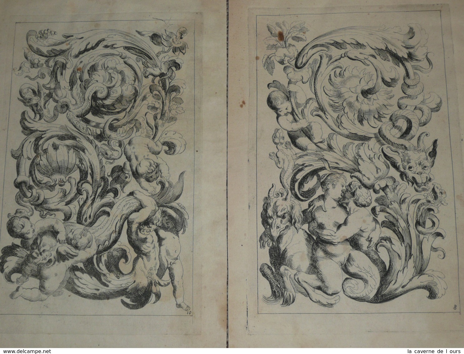 A VOIR Rare Lot De 9 Anciennes Gravures D'ornement, à La Plaque De Cuivre 17e-18e Siècle Putti, Fond Atelier Sculpture - Estampes & Gravures