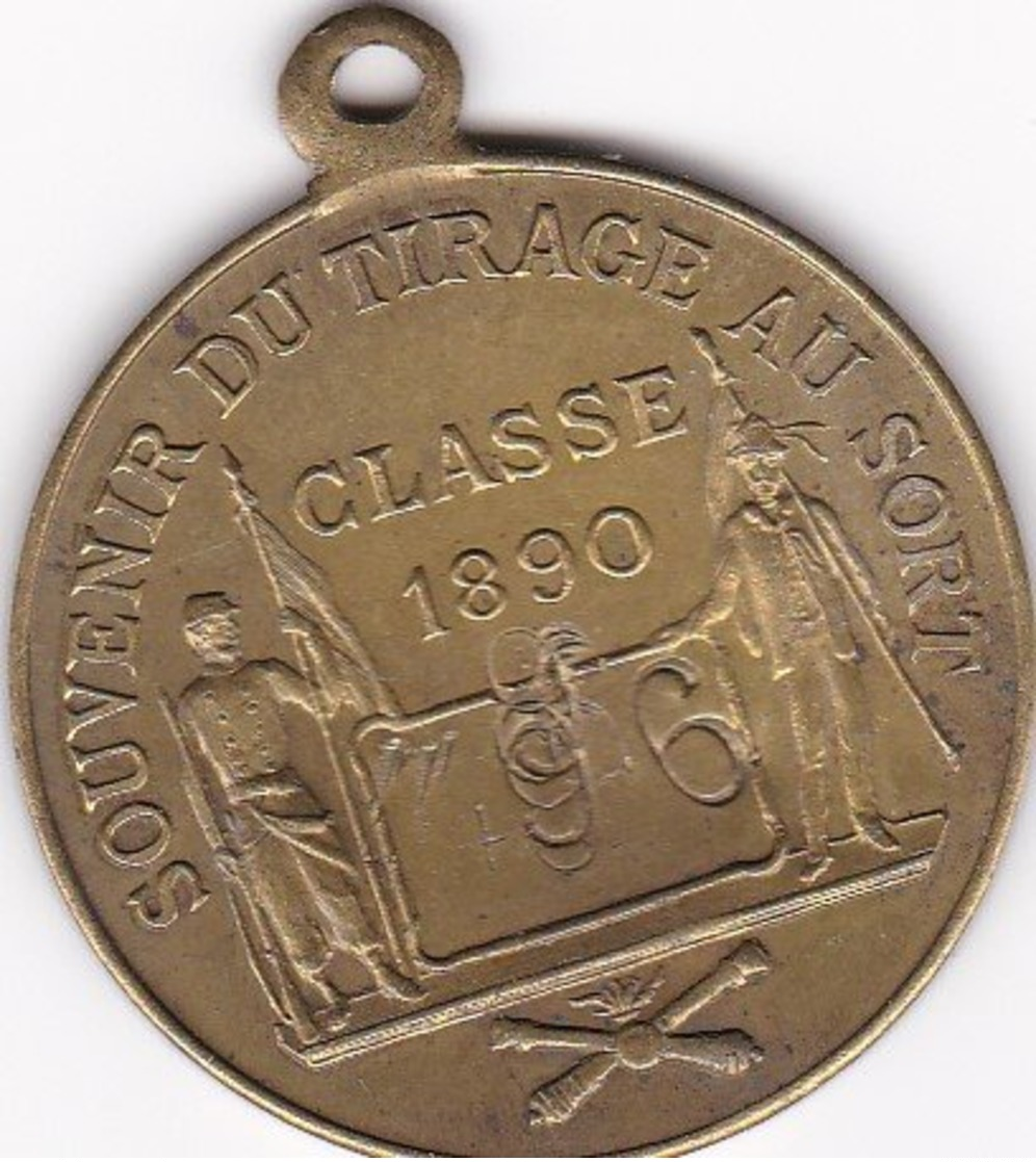 MEDAILLE SOUVENIR DU TIRAGE AU SORT CLASSE 1890  N° 96 - Autres & Non Classés