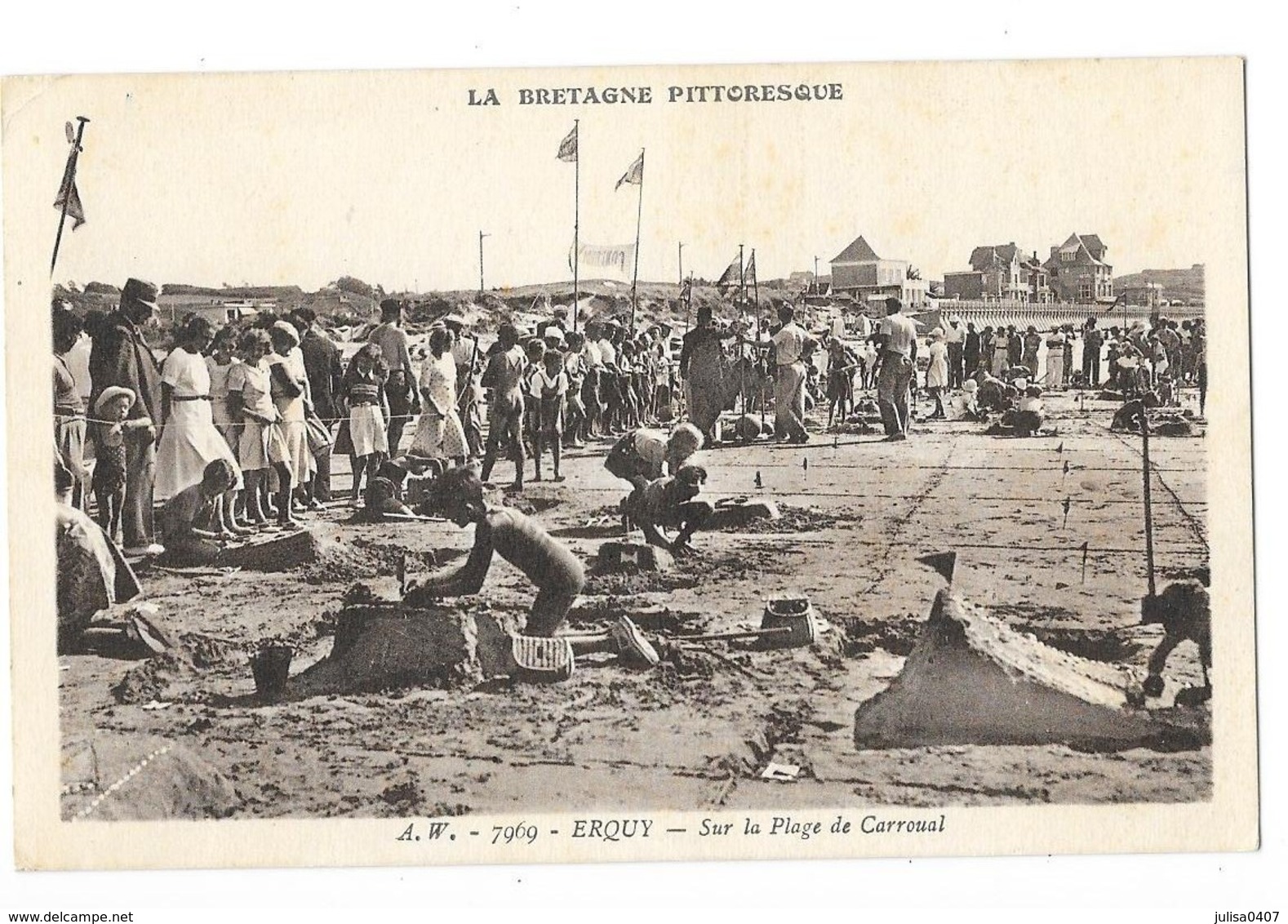 ERQUY (22) Plage De Carroual Concours De Chateaux De Sable Belle Animation - Erquy