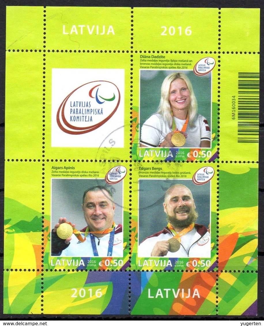 LATVIA - LETTONIE 2016 - 1 Sheet Used - Paralympic Medalists - Paralympics - Paralympische Medaillengewinner - Otros & Sin Clasificación