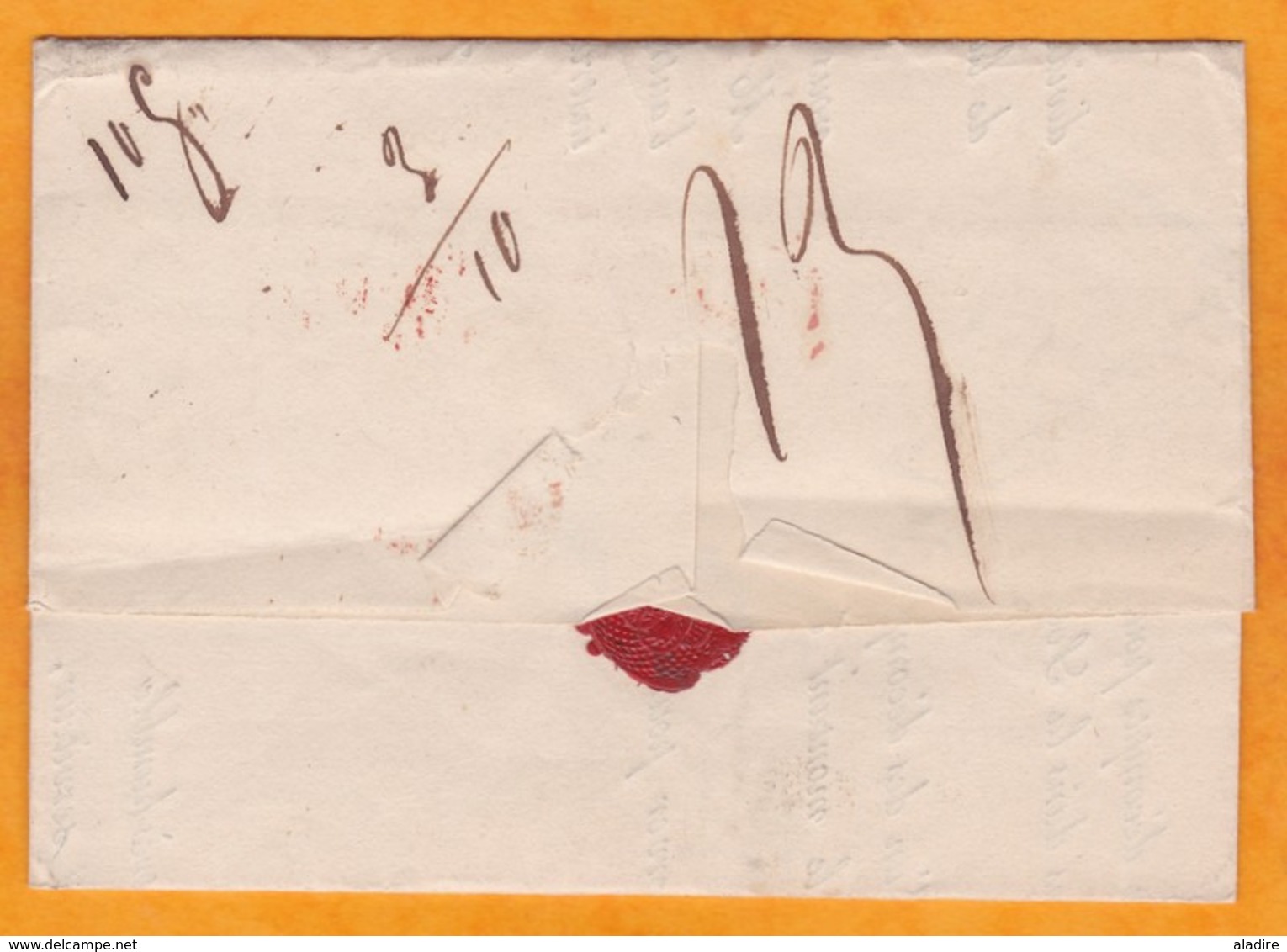 1837 - Lettre Cachetée Avec Correspondance  Imprimée En Français De Mons, Belgique Vers Paris, France - Port Du - 1830-1849 (Belgique Indépendante)