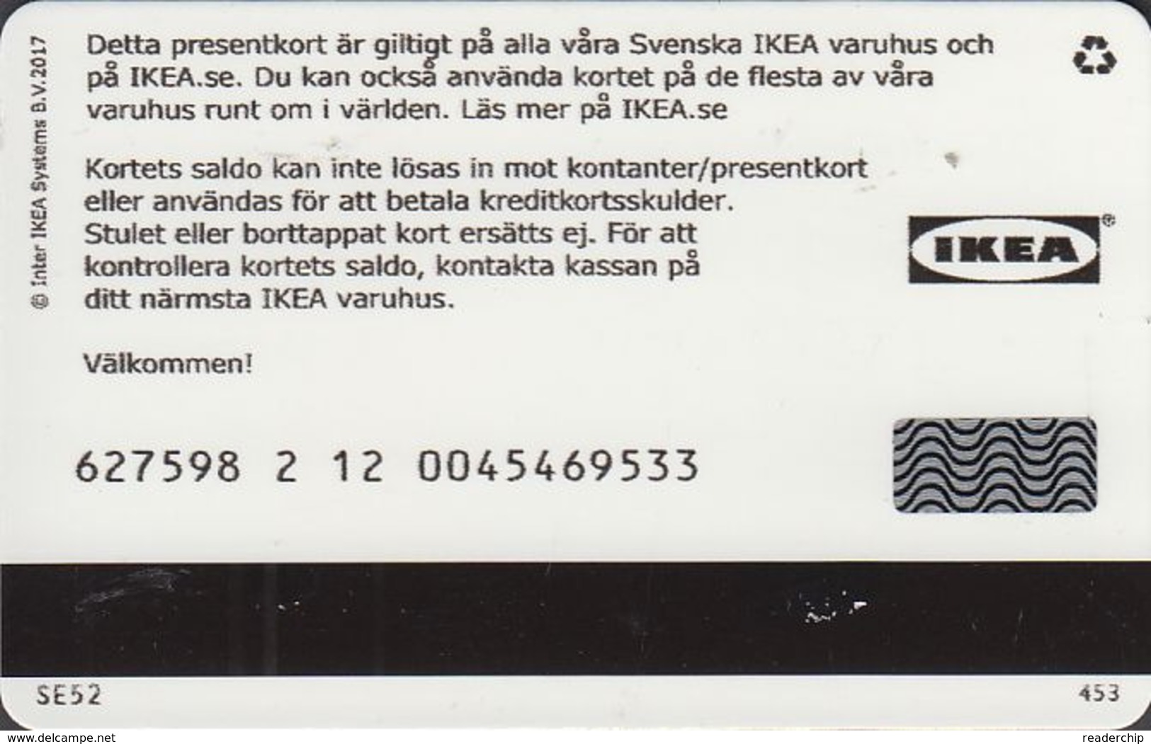 Schweden Gift-card  IKEA - SE52 Fliesen - Cartes Cadeaux