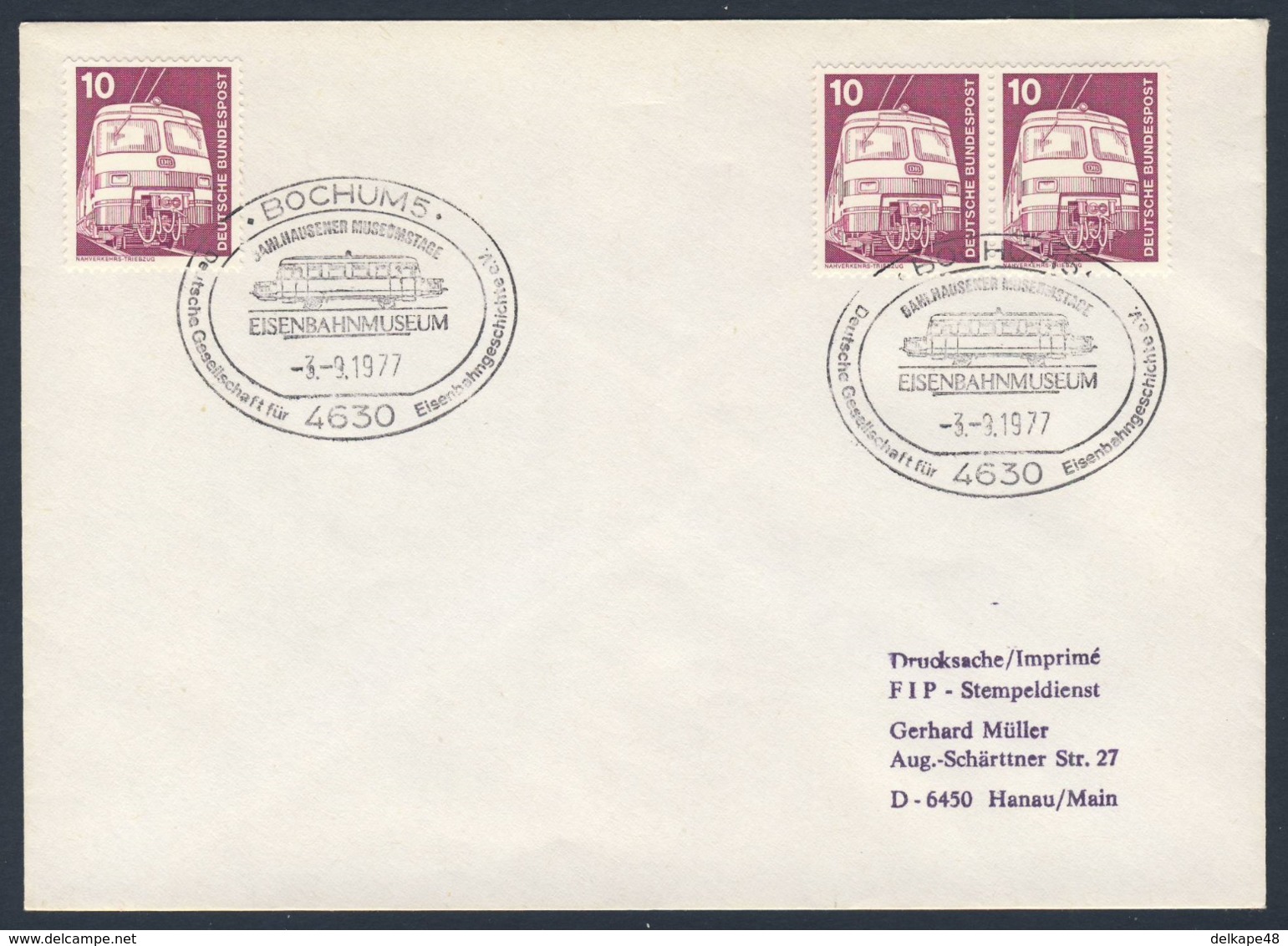 Deutschland Germany 1977 Brief Cover - Eisenbahnmuseum Bochum / Railway Museum - Treinen