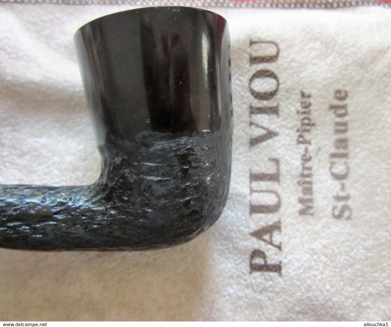 VINTAGE ANCIENNE PIPE DE BRUYÈRE NEUVE-PAUL VIOU  DE SAINT CLAUDE PAYS DE LA PIPE+ ACCESSOIRE  FUMEUR TABAC + POCHETTE