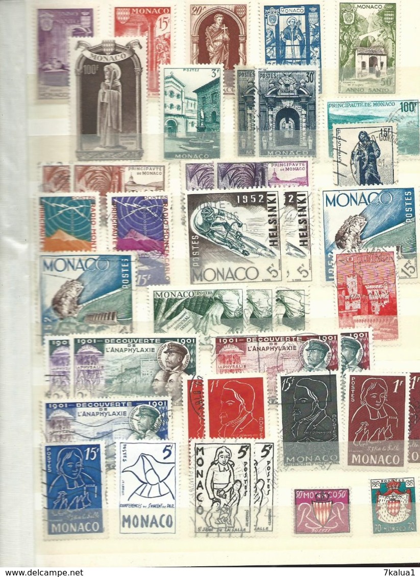 MONACO, classeur 13 pages, timbres oblitérés et neufs *