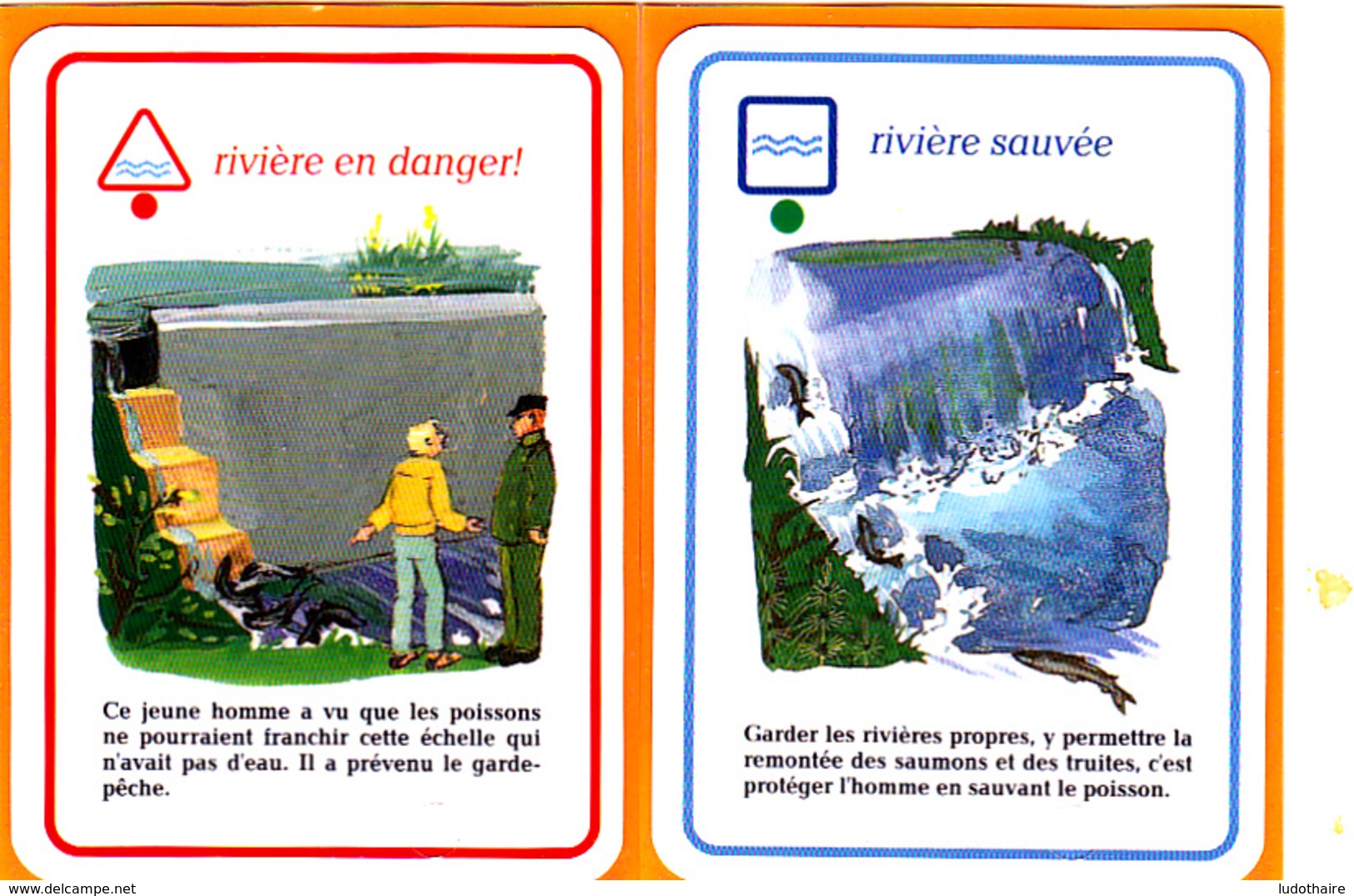 2 Carte De Jeu/ Saumon, Truite, Barrage, Rivière, Ecologie, Garde-pêche - Autres & Non Classés